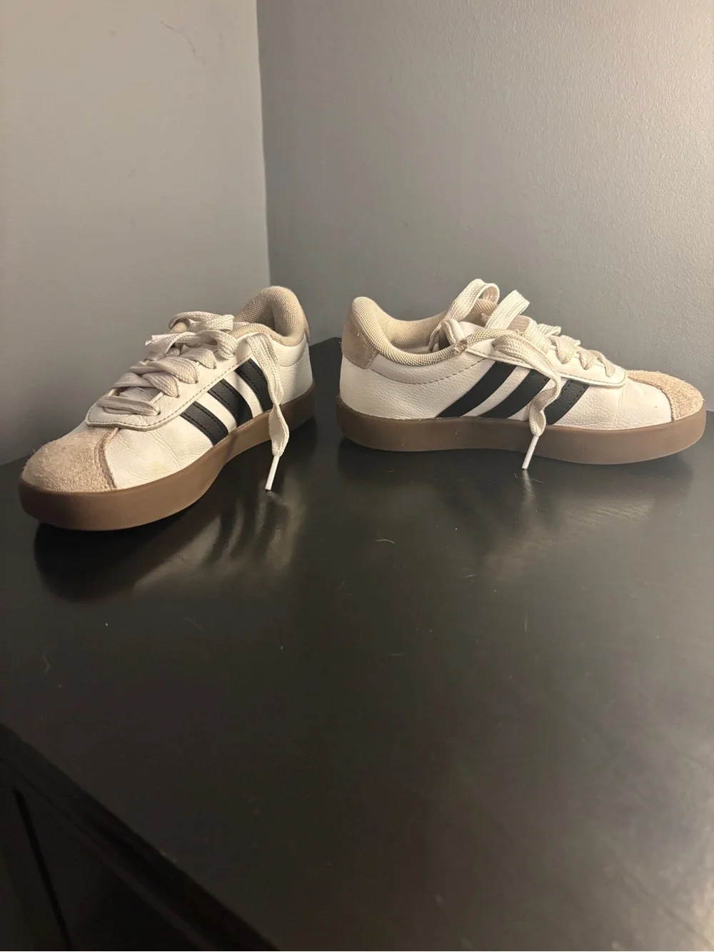 Adidas Kids Casual Lace-Up Sneakers in Cream and Black